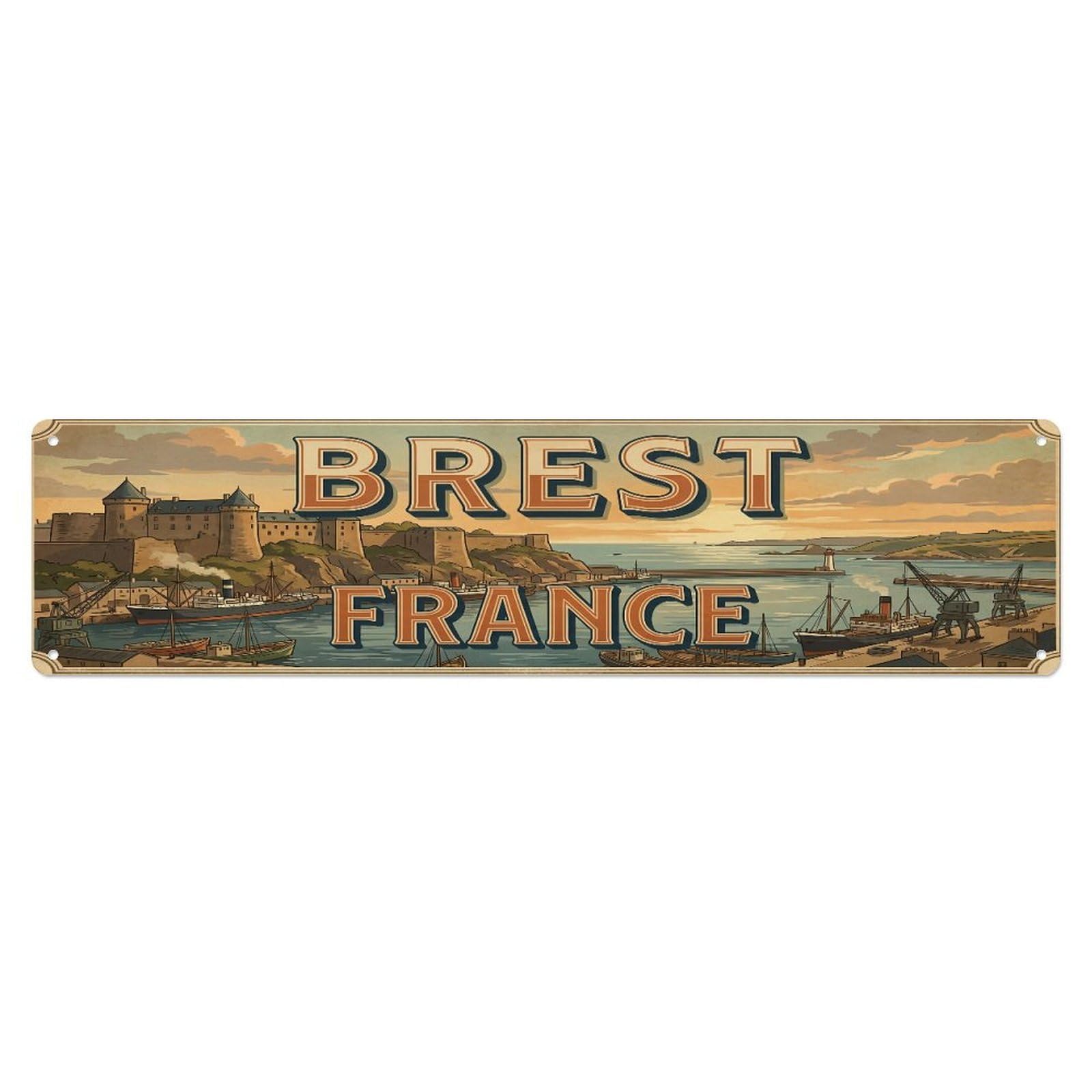 Tgrcjimh Style Metal Tin Sign Retro Travel France Brest