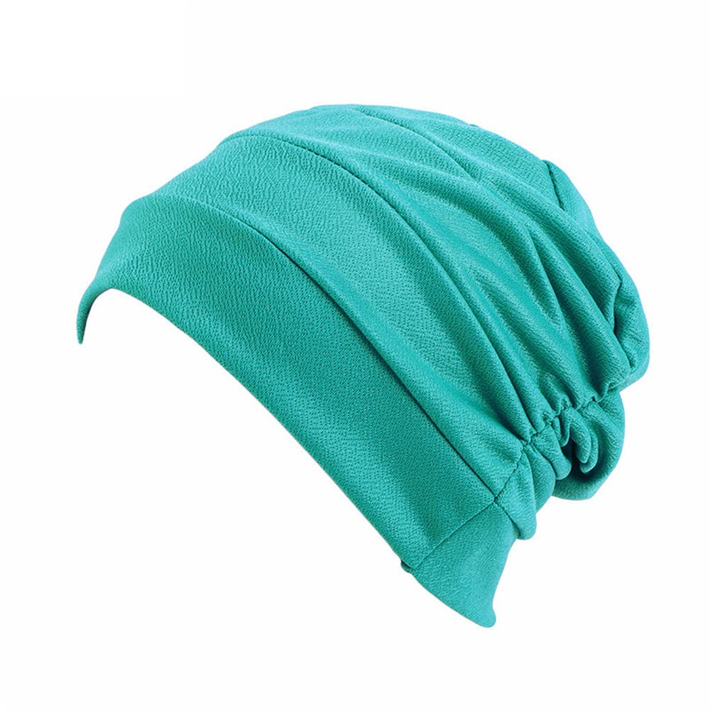 GIVBRO Turbante plisado, gorras, gorras, gorros, gorros, gorros, gorros, gorros, gorros, gorros, para la pérdida de cabello, gorro de ducha para mujer, azul-