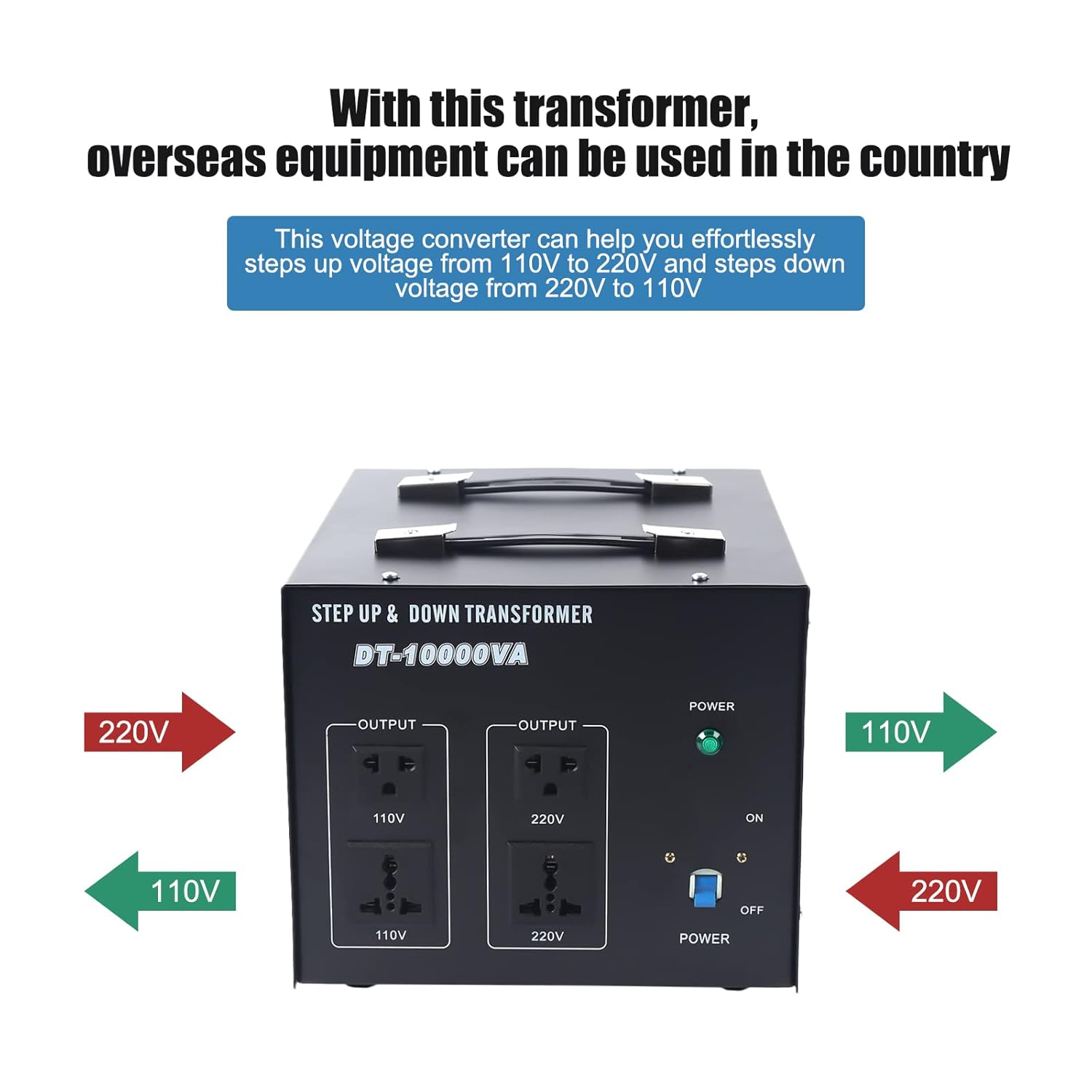 Buy 10000W Voltage Converter Transformer Step Up/Down 110V/220V Heavy Duty Voltage Converter USB