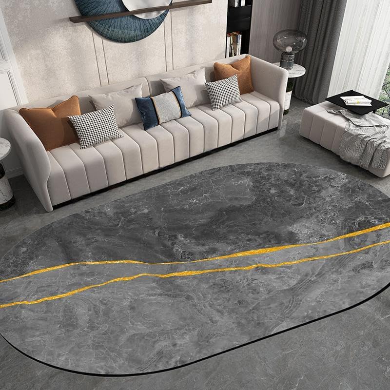 Alfombras ovaladas decorativas para renovar el suelo del dormitorio con diseño moderno abstracto