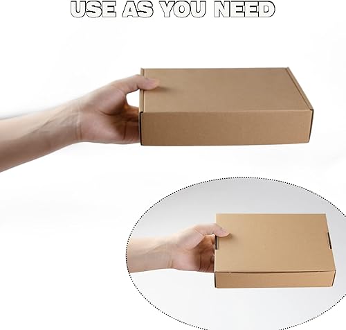 Miniatura 103 de Cajas de envío de 6 x 6 x 2 pulgadas, paquete de 25 cajas de cartón corrugado marrón para pequeñas empresas, embalaje y correo Marrón,Blanco