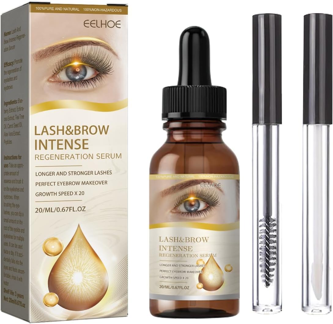 KASTWAVEEyelashes Enhancer Liquid, Organic Castor Oil with Brush, Advanced Formula for Longer Fuller Thicker Eyelashes and Eyebrows, Perfect for Natural Growth Boost, 20ML
