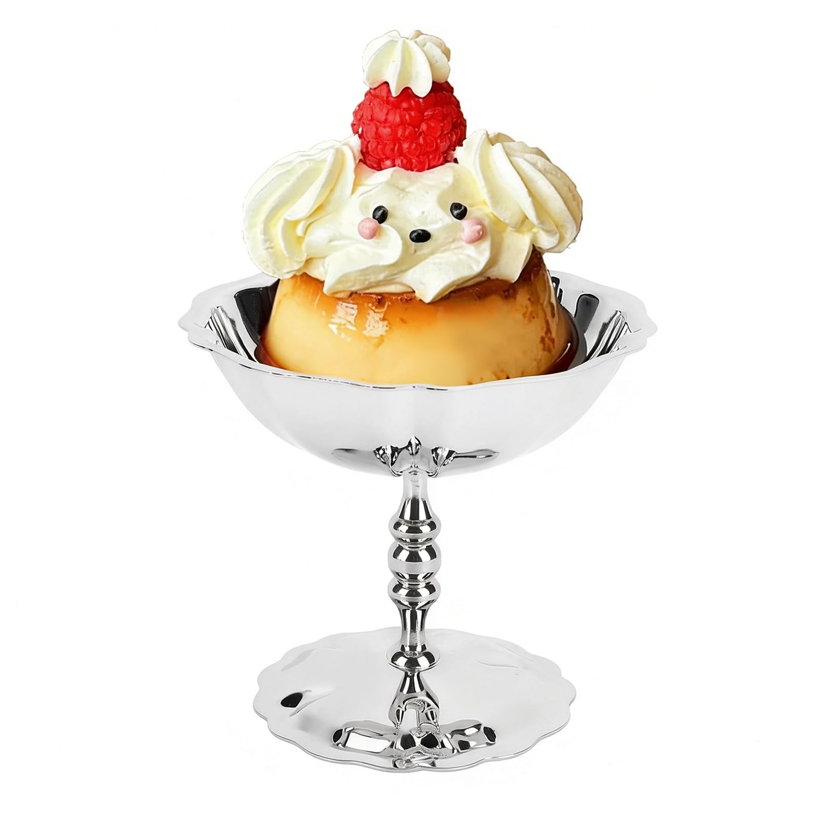 Buachois Taza de Helado de Acero Inoxidable, Reutilizable Copa de Ensaladas Batido de Leche Servir Postres Vaso de Aperitivos de Postre Tazón Copa Alta de Bar para Frutas Ensaladas Yogur Pudín
