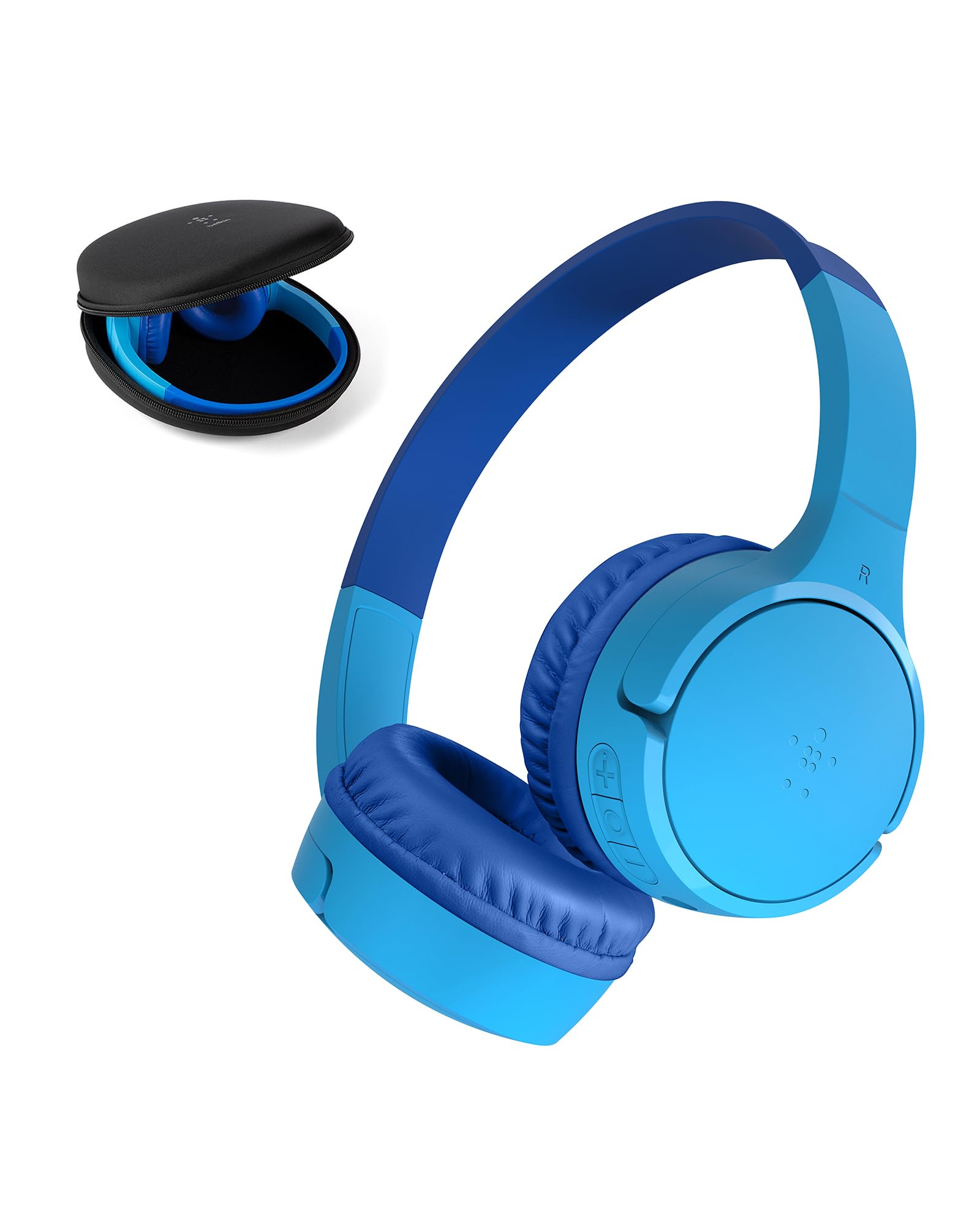 Belkin SoundForm Mini Kids Wireless Headphones with Built-In Microphone, 30H of Playback Time, & Fun Stickers - Over-Ear Headsets for Online Learning, School, Travel, iPhone, iPad, Galaxy - Blue