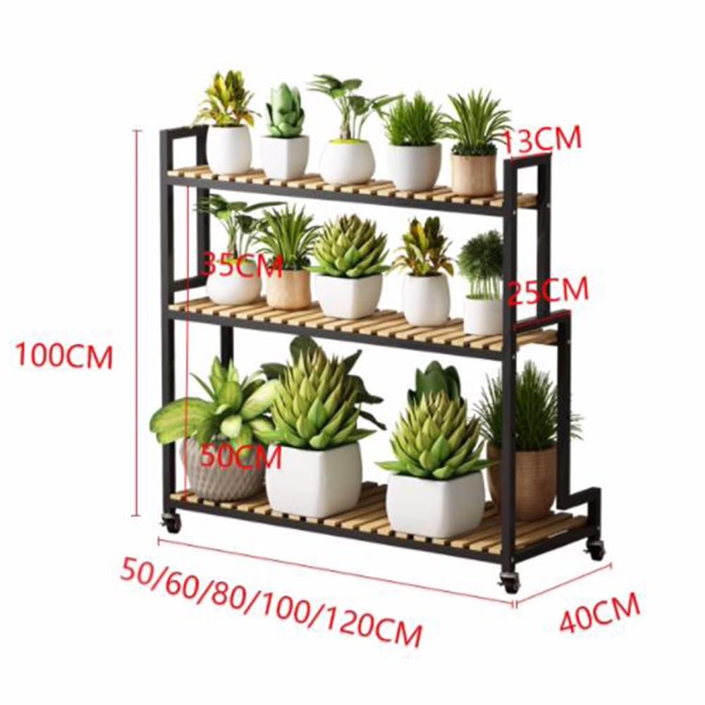 Portavasi in Legno A 3 Ripiani, Portavasi A Scala, Portavasi Indipendente,Black-80Cm