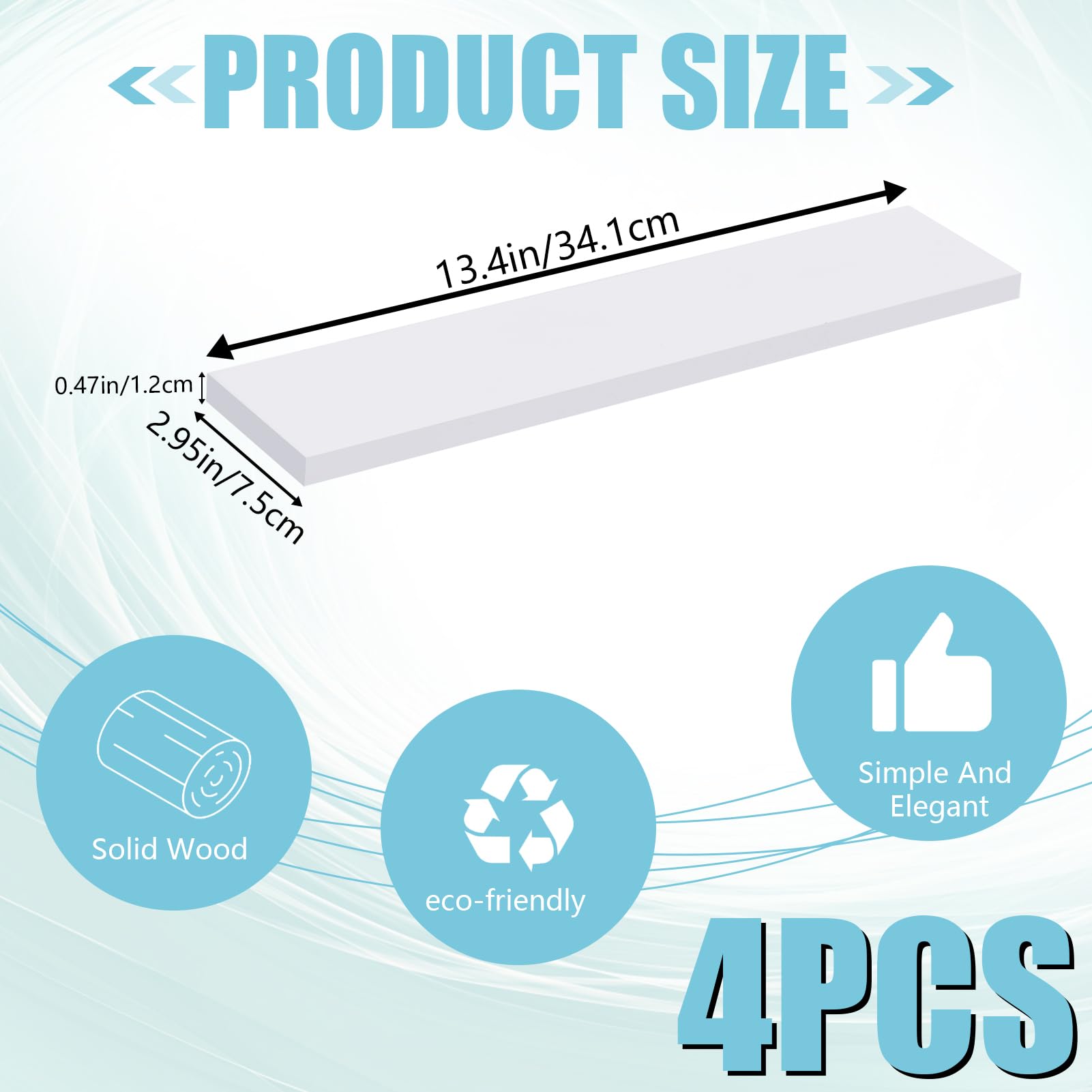 4 PCS White Medicine Cabinet Shelves Replacement,Wooden Bathroom Cabinet Shelves,Medicine Cabinet Replacement Shelves for Living Room Bathroom Kitchen Wall Mounted Medicine Cabinet(13.5 Inch)