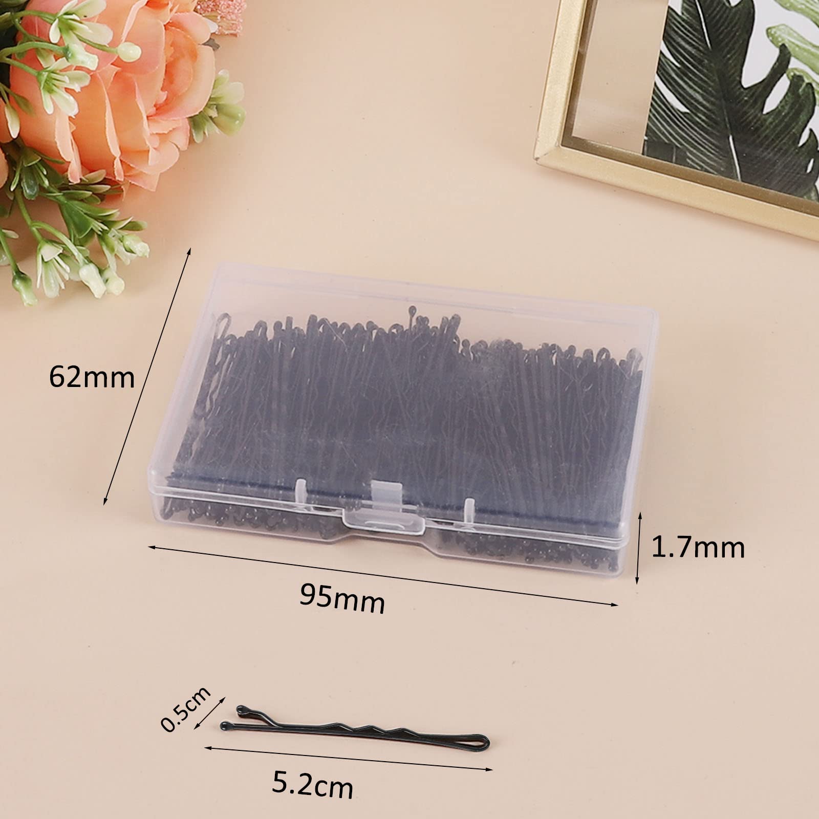 Laicky Forcine, 200 pezzi le forcine Nero Forcine per capelli con scatola per donna Lady Girls Kids Onda Molletta Fermaglio per capelli Accessori per capelli (Nero, 5.2CM)