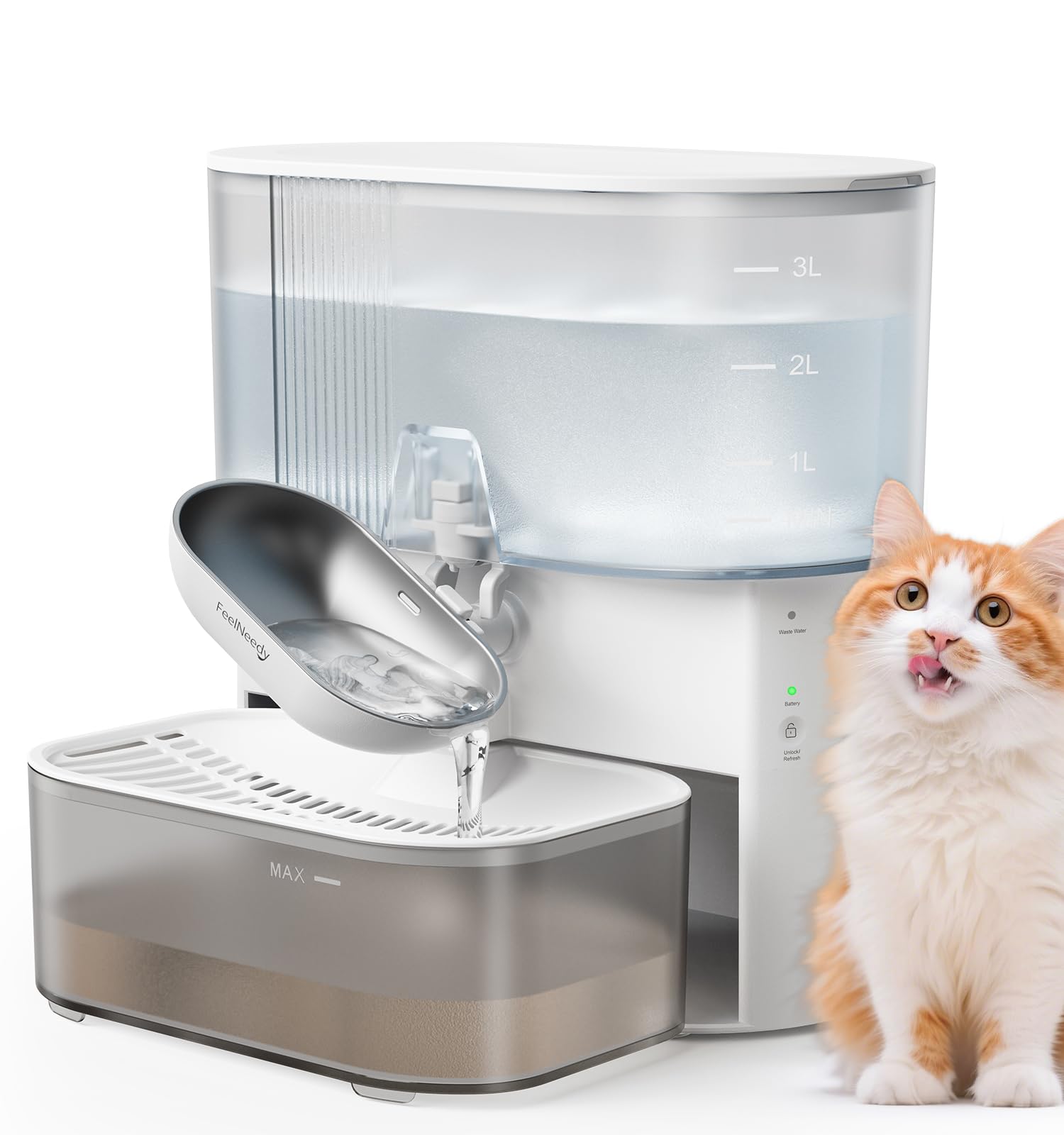 FEELNEEDY 猫給水器コードレス 汚水分離設計 フィルター不要 ワイヤレス…