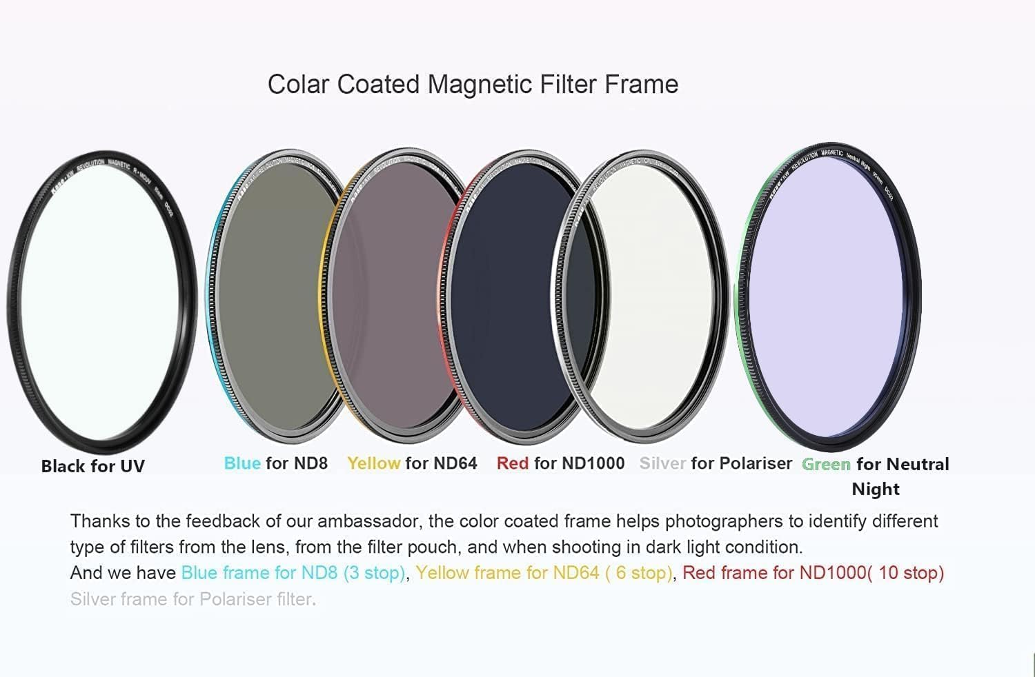 Kase KW Revolution Mega Filter Kit Magnetic Shockproof Tempered Optical Glass w Color Coded Rings inc CPL ND8 ND64 ND1000 R-MCUV Night Lens Cap & Case (49mm)