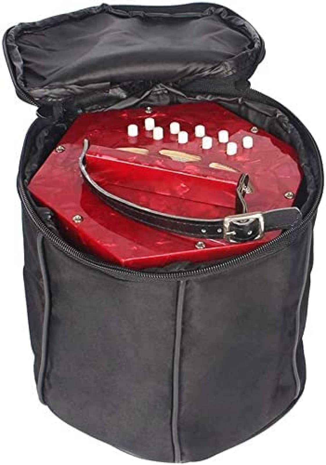Konzertina-Akkordeon mit Musik-Tragetasche, verstellbares Musikinstrument mit Handschlaufe, professionelles tragbares Instrumentenzubehör für Erwachsene