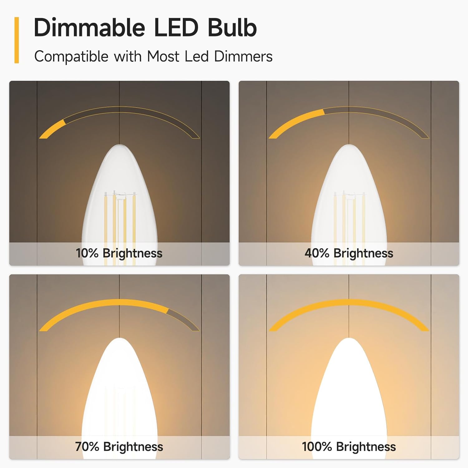 SHINESTAR Dimmable E12 Candelabra LED Light Bulbs, 60W Equivalent, 5.5W B11 Vintage Chandelier Light Bulbs, 2700K Warm White, Filament Clear Glass Candle Lamp for Ceiling Fan Home Decor, 12-Pack