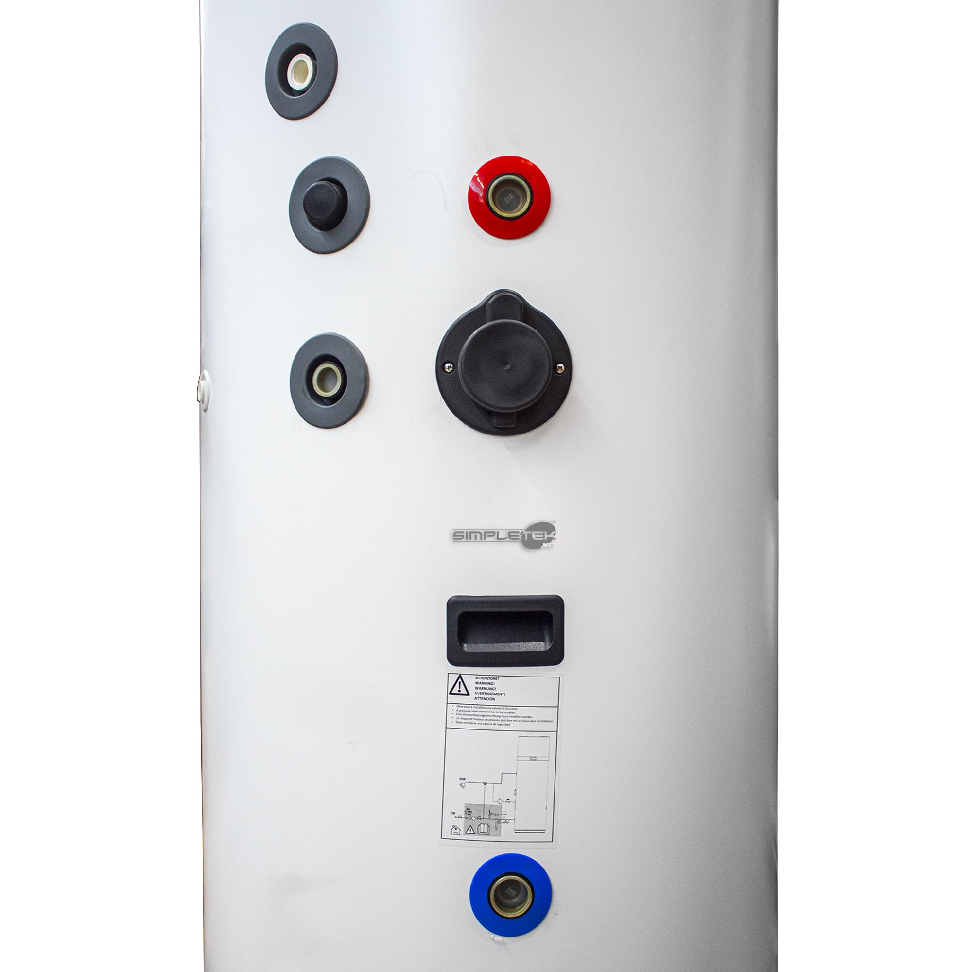 SIMPLETEK - Boiler 200 lt con Pompa di Calore Integrata Scaldacqua Elettrico per Pannelli Solari 1820W Ideale per Fotovoltaico Ecologico Domestico