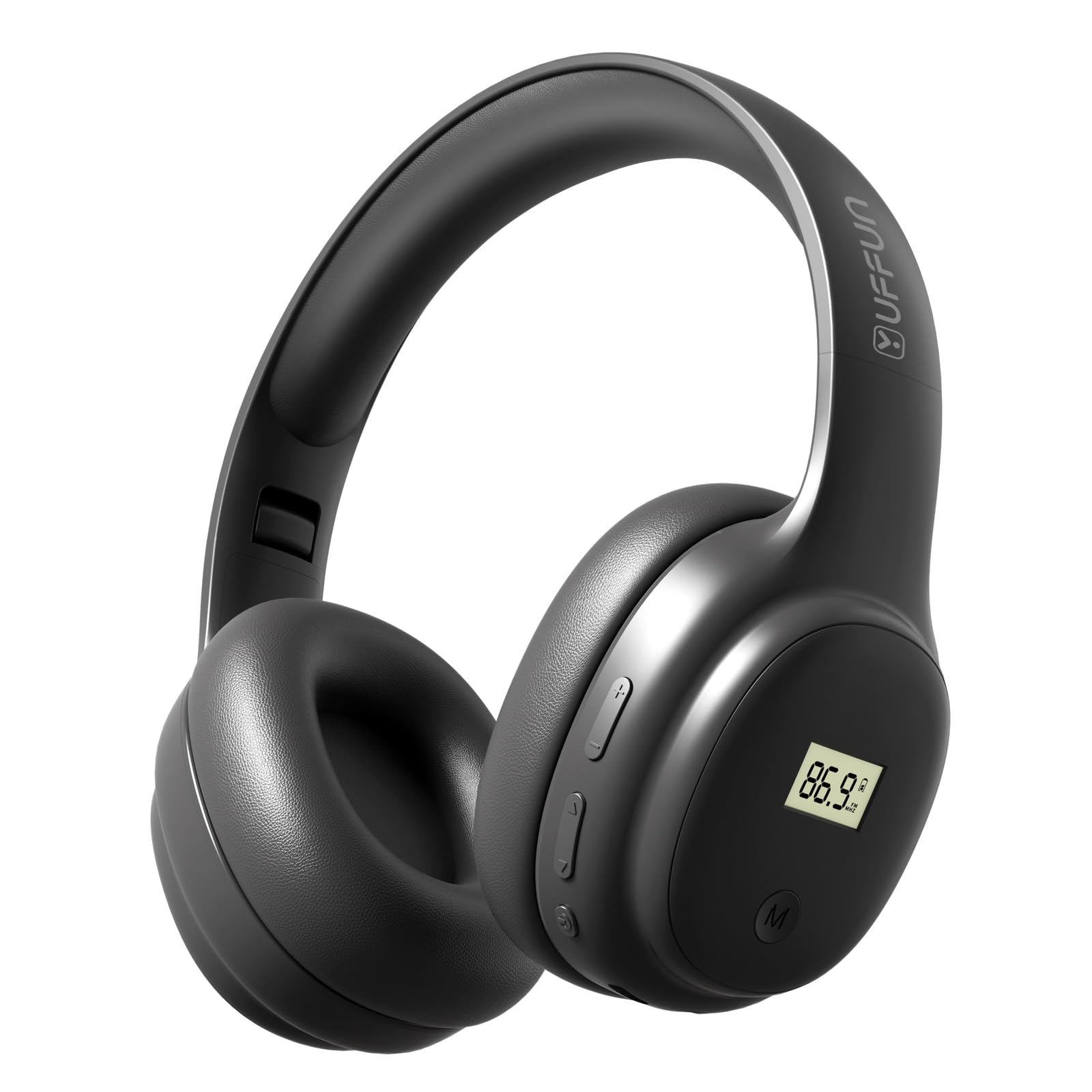 F5 Portable Personal FM Radio Headphones Rechargeable- Black