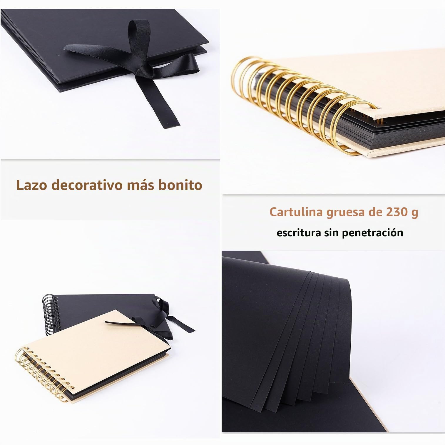 Álbum de fotos para personalizar, 21 x 15 cm, 60 páginas, papel negro, tamaño A5, miniálbum de recuerdos para niños, álbum de recuerdos para manualidades, álbum de espiral para bebé, San