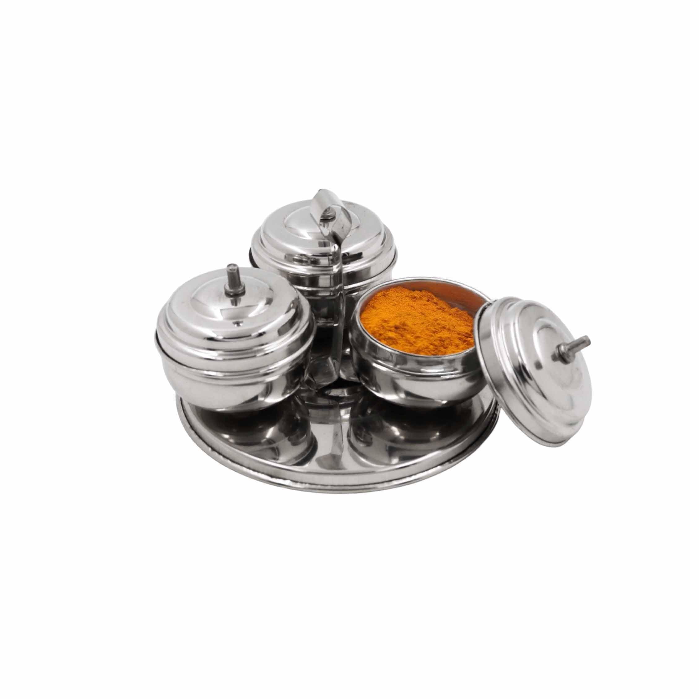 Spillbox Traditional Handcrafted Stainless Steel kumkum Holder for Pooja | Puja Worship | Puja | Roli | Chawal | Chandan | Haldi | Kumkum Puja Box | Sindoor | Turmeric | Dabbi- SS 3 in 1 Chomuka (B0DB2CF16M) Amazon Price History, Amazon Price Tracker