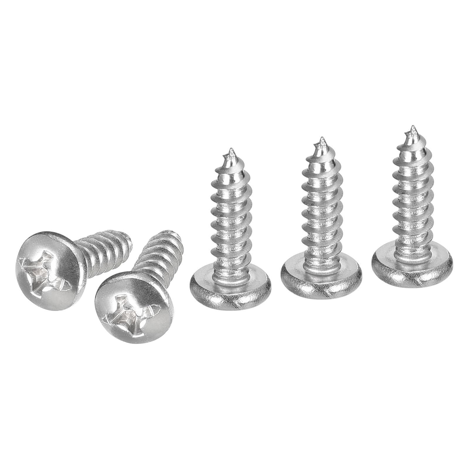 DTGN #6x1/2" Silver Screws - 50Pack - 304 Stainless Steel Pan Head Phillips Sheet Metal Screw Self-tapping Screw Wood Screws