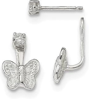 Prata Esterlina 925 Zircônia Cúbica Cz Borboleta Frente Traseira Pino Brinco Pingente Lustre Brincos Animal Joias Finas Para Mulheres Presentes Para Ela, Prata esterlina Cristal Pedra Zircônia cúbica, Zircônia cúbica