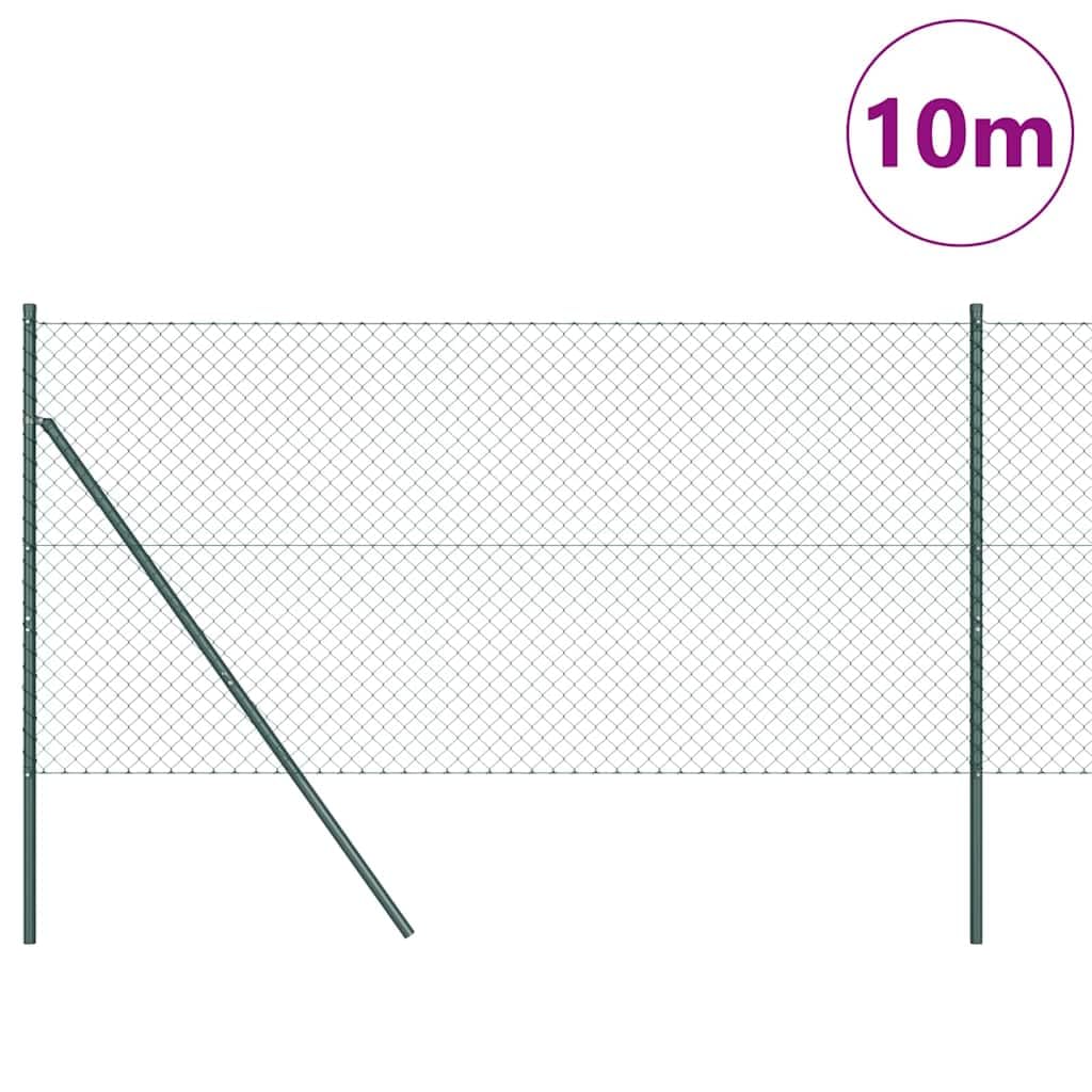 Set di pali per recinzione, colore verde, altezza 1 m, in acciaio PVC, lunghezza 10 m, maglie 40 x 40 mm, design moderno, robusto e durevole, per giardino, terrazza, balcone