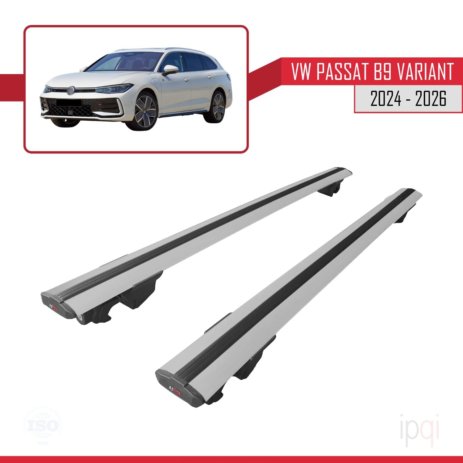 Pasuje do VW Passat B9 Variant 2024-2025 HOOK Model Dach Bagażnik Samochodowy Bagażnik Samochodowy Szary Aluminiowy 2 Bary