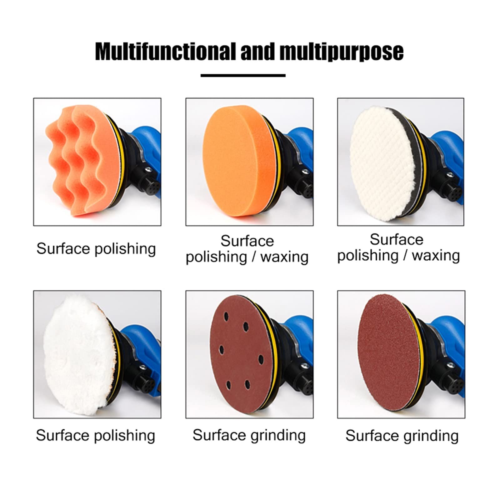 6 Inch Pneumatic Polishing Machine Car Polisher Dual Action Air Sander Waxing Grinding Sandpaper Set For Boat, And