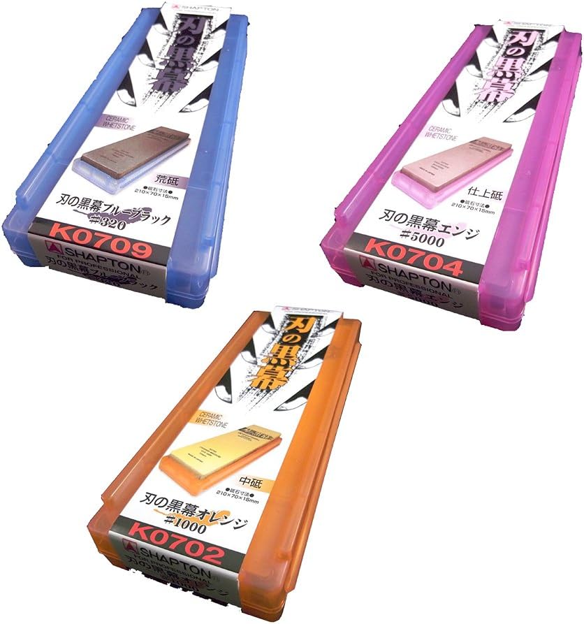 Ha No Kuromaku Ceramic Whetstone (D-set) - Rough & Medium & Fine Grit (#320, #1000, #5000)