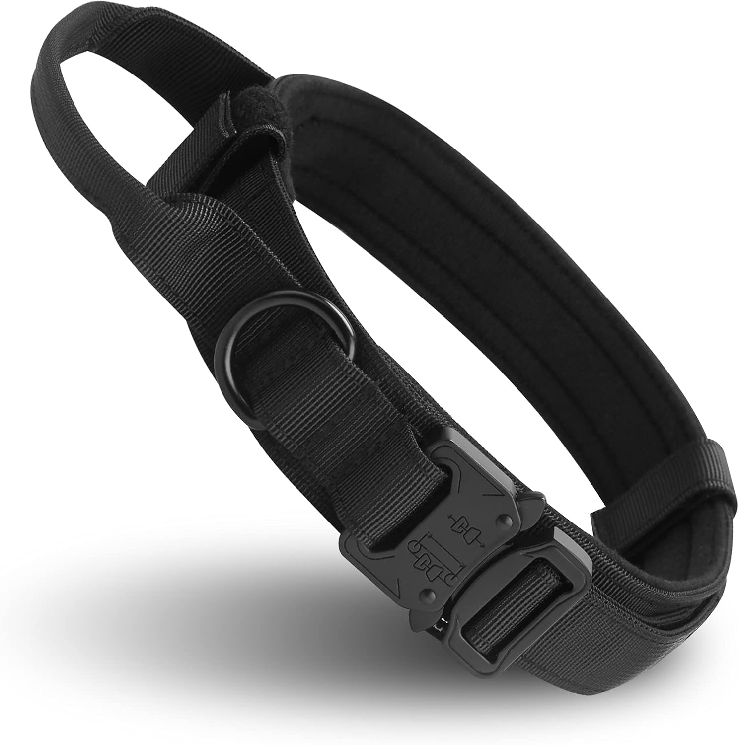 Tactical Dog Collar - Heavy Duty Dog Collars - 1.5" Width Adjustable Military Metal Buckle Collars with Control Handle for Dog Training
