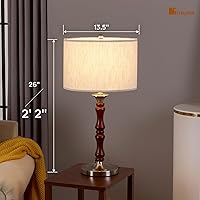 Vista 7 de Bedside Table Lamp for Bedroom, Modern Desk Lamp with Dimmable Switch and Bulb, Minimalist Night Stand Light Lamp with Fabric Shade, Desk Reading