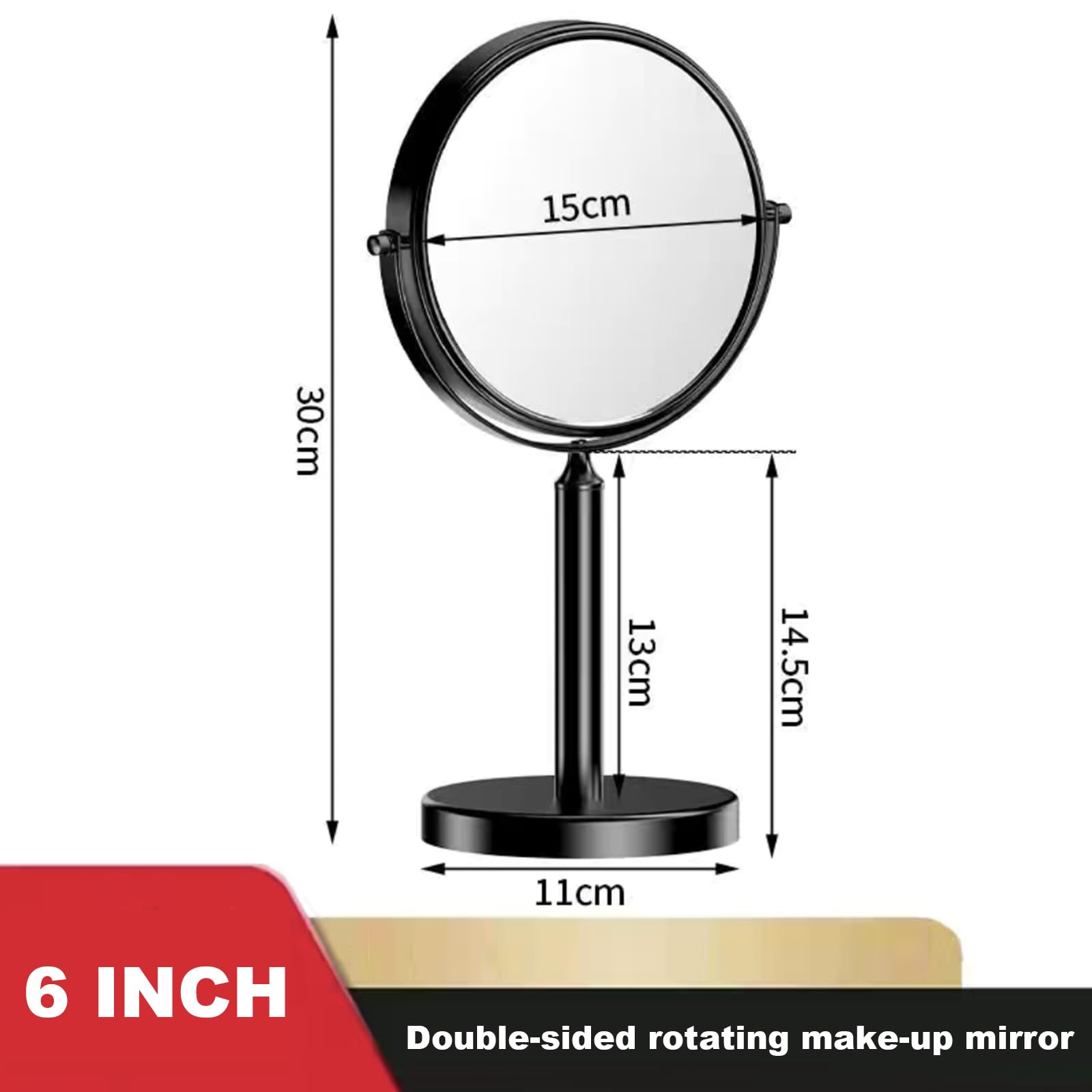 Dwustronne lusterko do makijażu obracane o 360° ze stojakiem 1X/3X powiększające lustro stołowe wolnostojące stop aluminium e 15 cm Beauty Essential