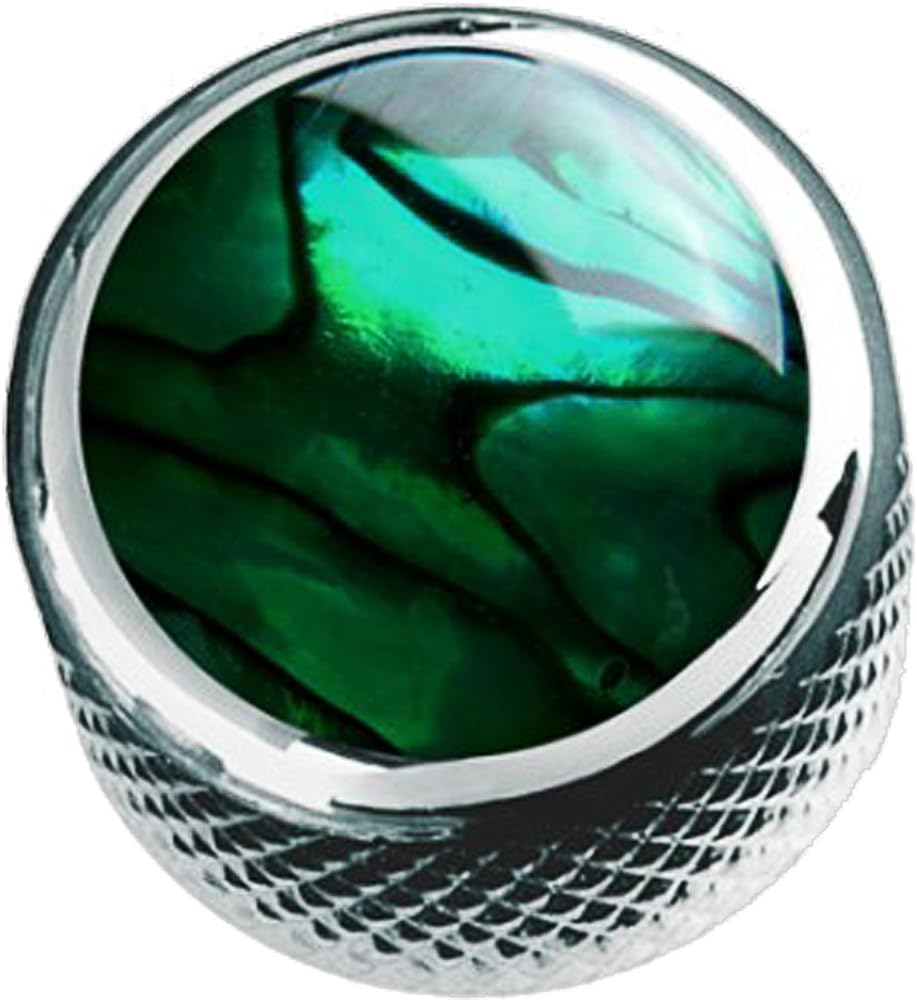 Dome Guitar Knob, Chrome with Green Abalone Shell
