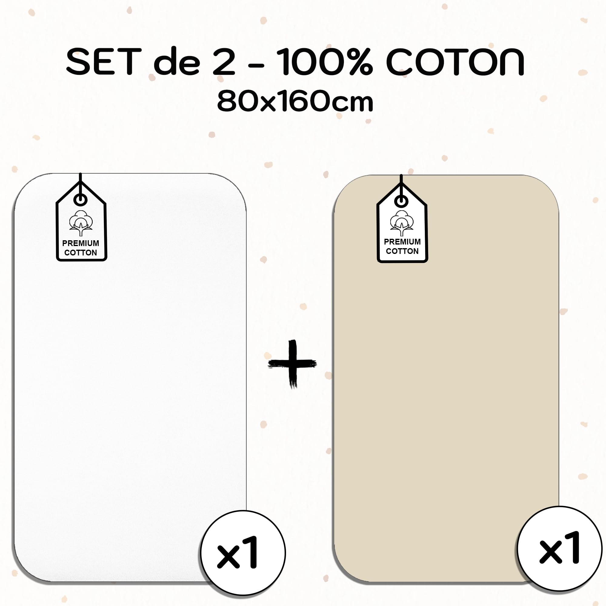 Lenzuolo 80 x 160 cm, 100% Cotone, Compatibile Con Letto Capanna Montessori, Senza Prodotti Chimici (Bianco/Vaniglia, 80 x 160 cm)