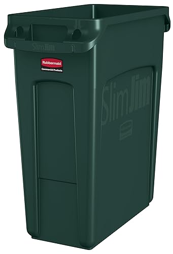 Miniatura 21 de Rubbermaid Commercial Products Slim Jim - Papelera/Basurero/Contenedor de Plástico Rectangular con Canales de Ventilación, 23 GAL, Beige, para