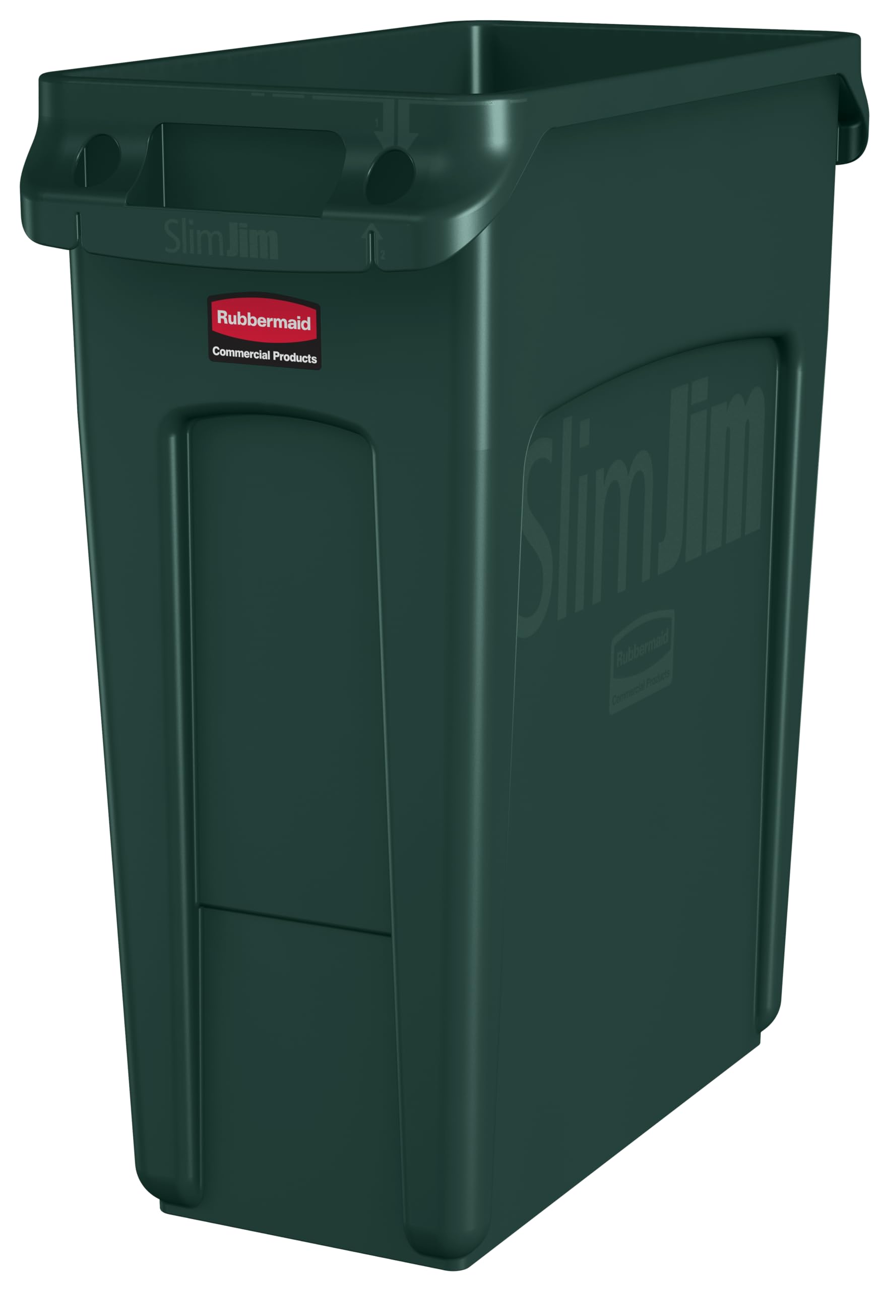 Rubbermaid Commercial Products Commercial Slim Jim con ranuras de ventilación cubo de basura recipiente de residuos, 60 L, verde, 1