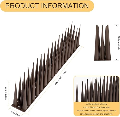 Miniatura 10 de OFFO Bird Spikes - Picos de paloma para exteriores para gatos, para mantener a los pájaros, mapache, pájaro carpintero, 20 pies (20.0 ft), color