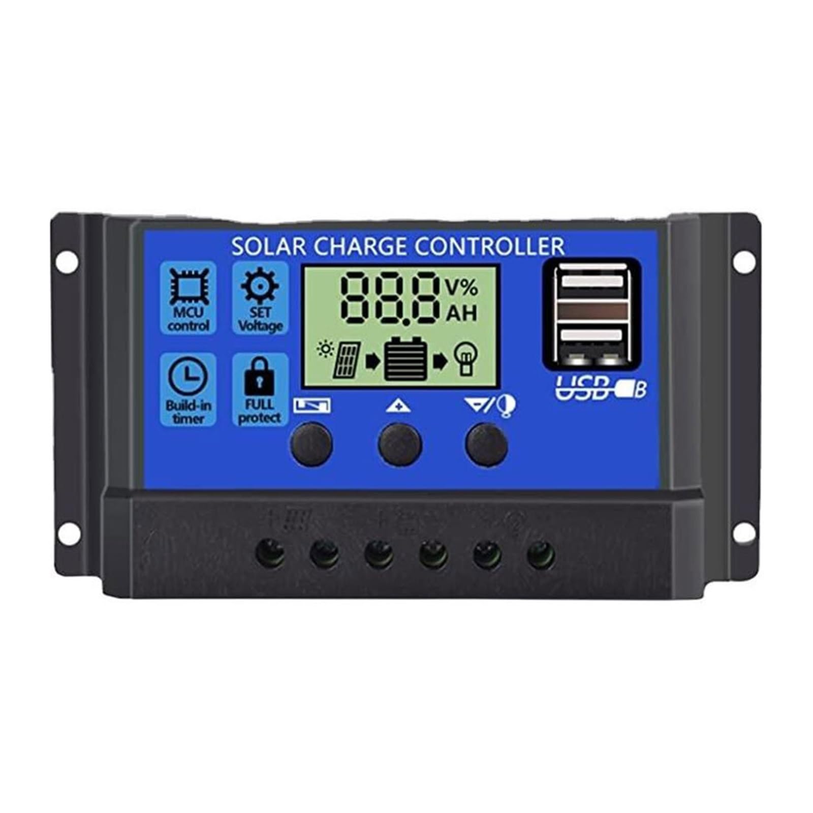 PVTLCYBI PWM Solar Charge Controller 12V/24V 10A-100A - Adjustable LCD Display with Programmable Timer(20A)