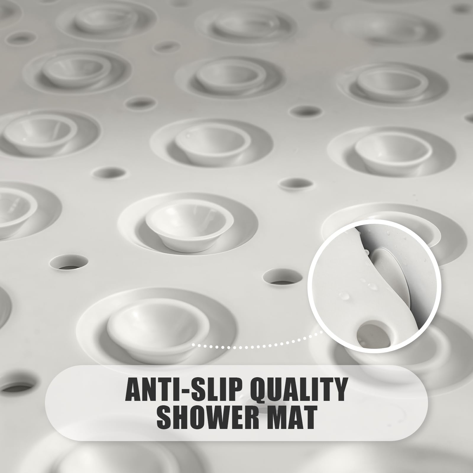 AMFUN 69 x 36 cm Tapis de douche antidérapant et anti-moisissure, tapis de bain ovale lavable en machine avec ventouses puissantes et trous de drainage pour douche intérieure AMFUN 69 x 36 cm Tapis de douche antidérapant et anti-moisissure, tapis de bain ovale lavable en machine avec ventouses puissantes et trous de drainage pour douche intérieure