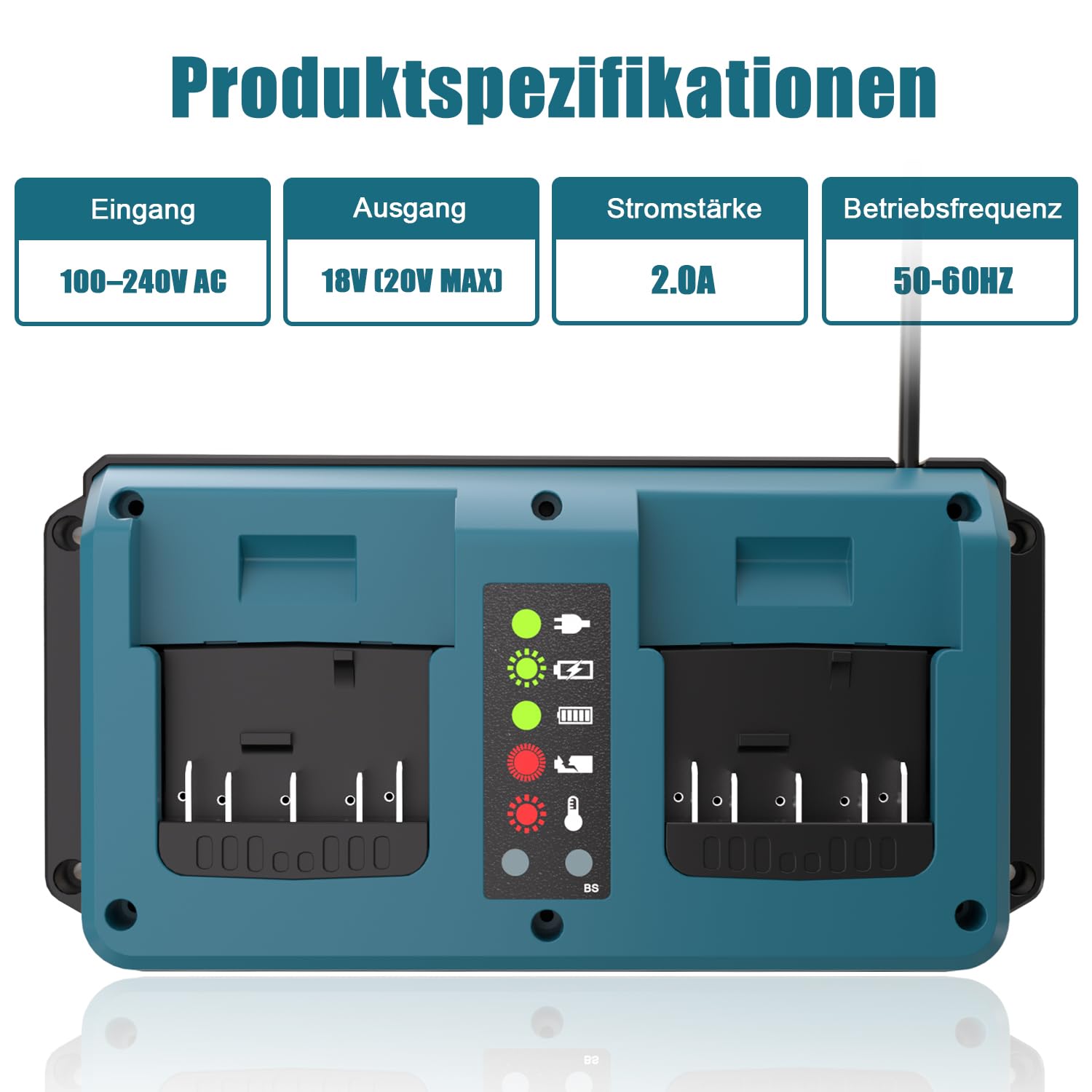 KUNLUN Daul Port Ersatz Ladegerät für Bosch Professional 18V System Akku