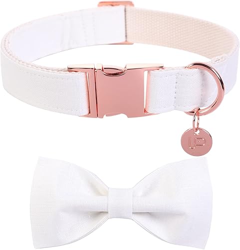 UP URARA PUP Collar de perro morado con pajarita, cómodo collar de algodón con hebilla de metal para perros pequeños, collar de perro con corbata de