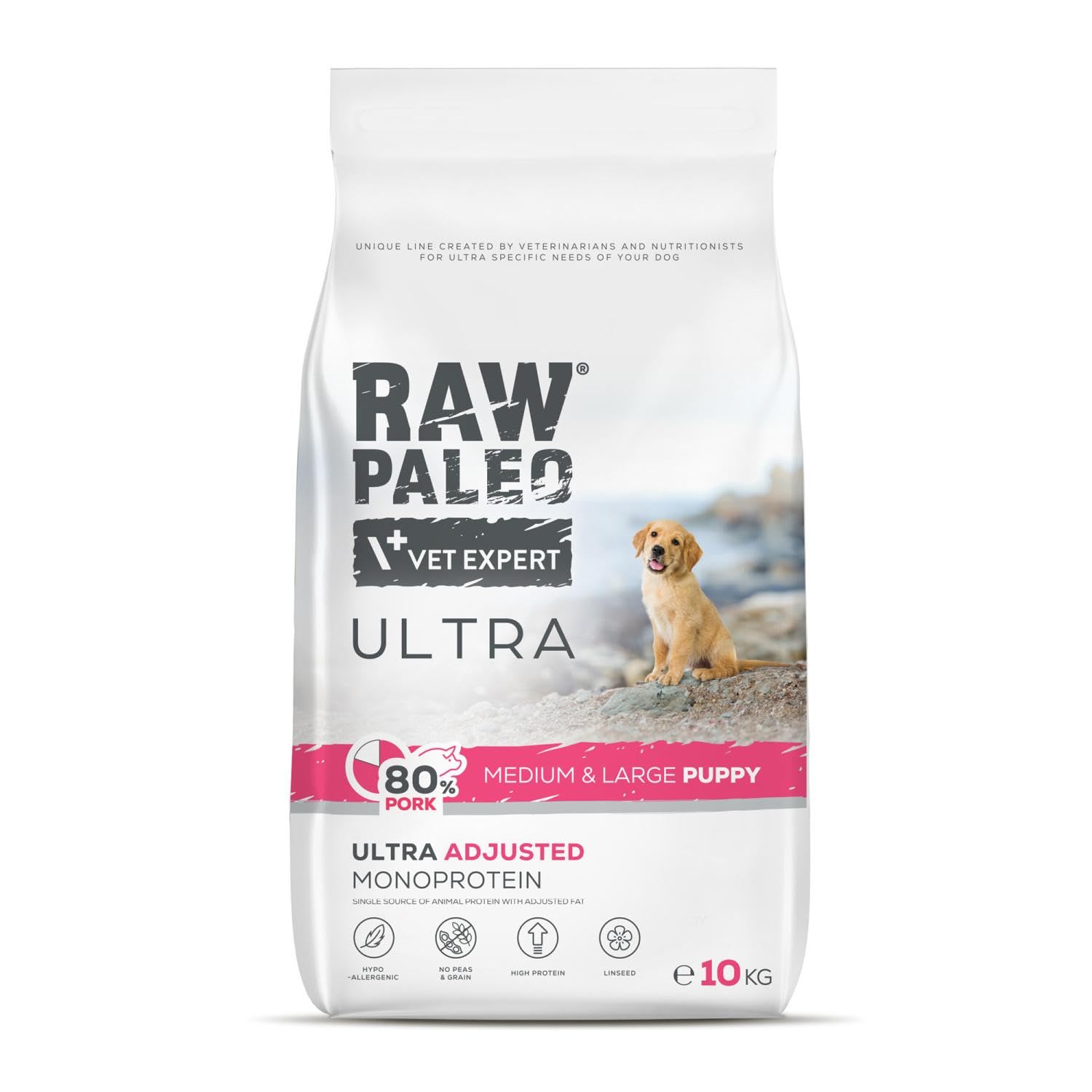 RAW PALEO ULTRA PORK PUPPY MEDIUM/LARGE 10KG - sucha karma z wieprzowiną dla szczeniąt ras średnich i dużych