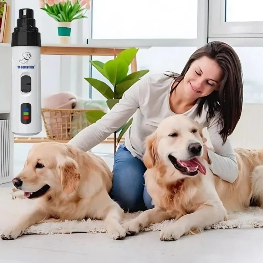 GentleTrim Sicherheits-Krallenschleifer für Haustiere, Silent Groom Pro, Krallenschleifer für Hunde, USB Rechargeable Dog Nail Grinder, Sicheres, Sanftes Ergonomic & Quiet Dog Nail Trimmer (2 Pcs)
