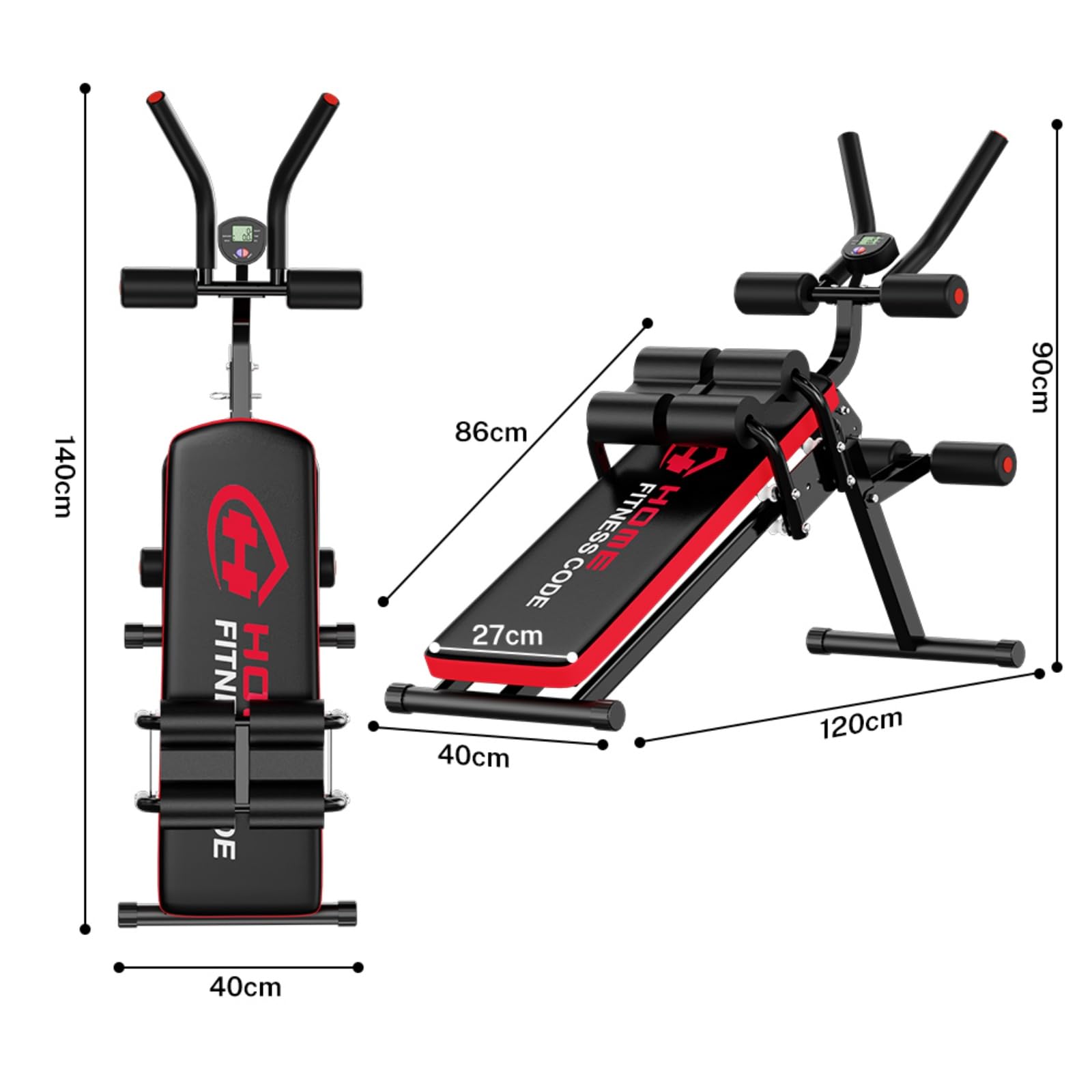 Bauchtrainer Bauchmuskeltrainer für Zuhause Multifunktionale Trainingsgerät 150 kg Belastbarkeit für Ganzkörpertraining Abdominal Ab Machine mit Zähler