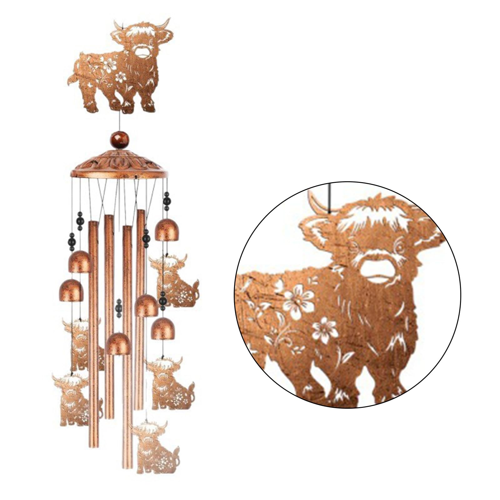 Scacciapensieri a forma mucca delle Highlands per esterni, scacciapensieri in metallo, regalo da esterno per donne/uomini, commemorativo/compleanno per donne
