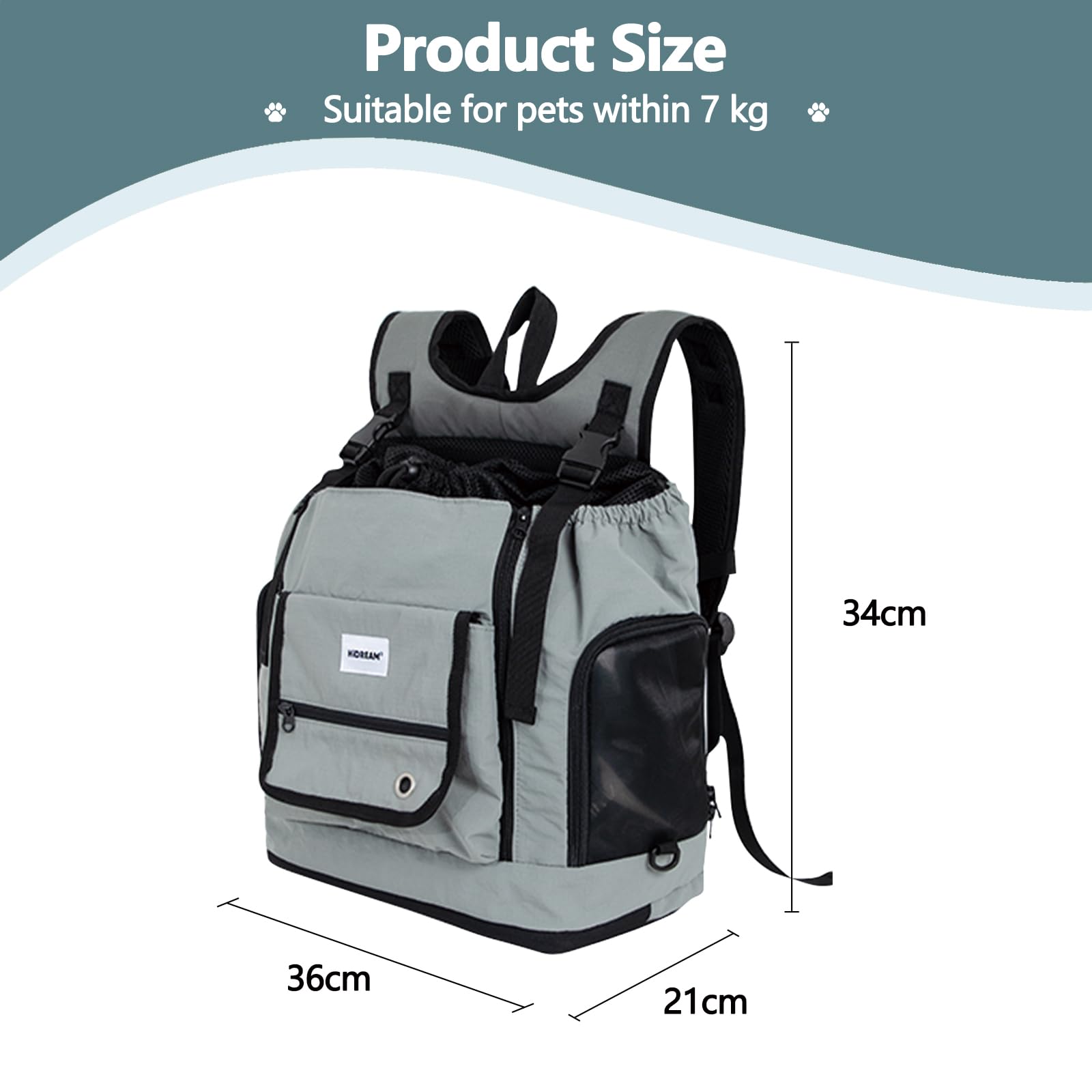 Galatée Hunderucksack, Von Fluggesellschaften Zugelassene Katzenrucksäcke Mit Innerer Sicherheitsleine, Super Belüftetes Design, Haustierrucksack Für Reisen, Wandern, Camping(Grau)