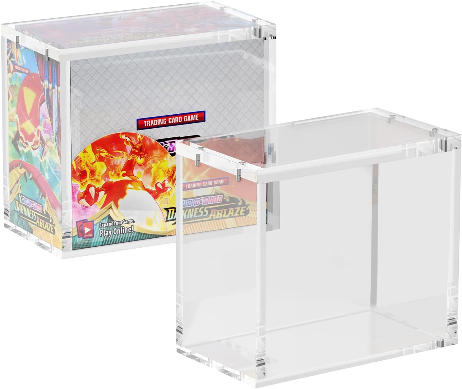 Booster Box Acrylic Case 2 Pack 8mm + 4mm Premium Thick Clear Acrylic 4x5mm Magnetic Closure Easy Top Loading Compatible with Booster Box Protector(Case Only Box Not Including)