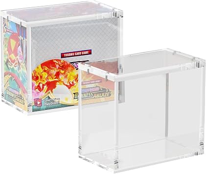 Booster Box Acrylic Protector Case Display Case 8mm Thick Magnetic Lid Closure Easy Top Loading UV Protection Dustproof Display Case Compatible with PKMN Booster BoxesCase Only