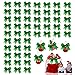 Yisscen Mini Nœud d’Arbre de Noël, 50Pièces Noeud de Ruban de Noël Ornements Sapin de Noel Noeud, pour Voiture, Chaise, Bouquet, Wedding Crmonie Noeuds en ruban de satin Suspension Ornement, vert