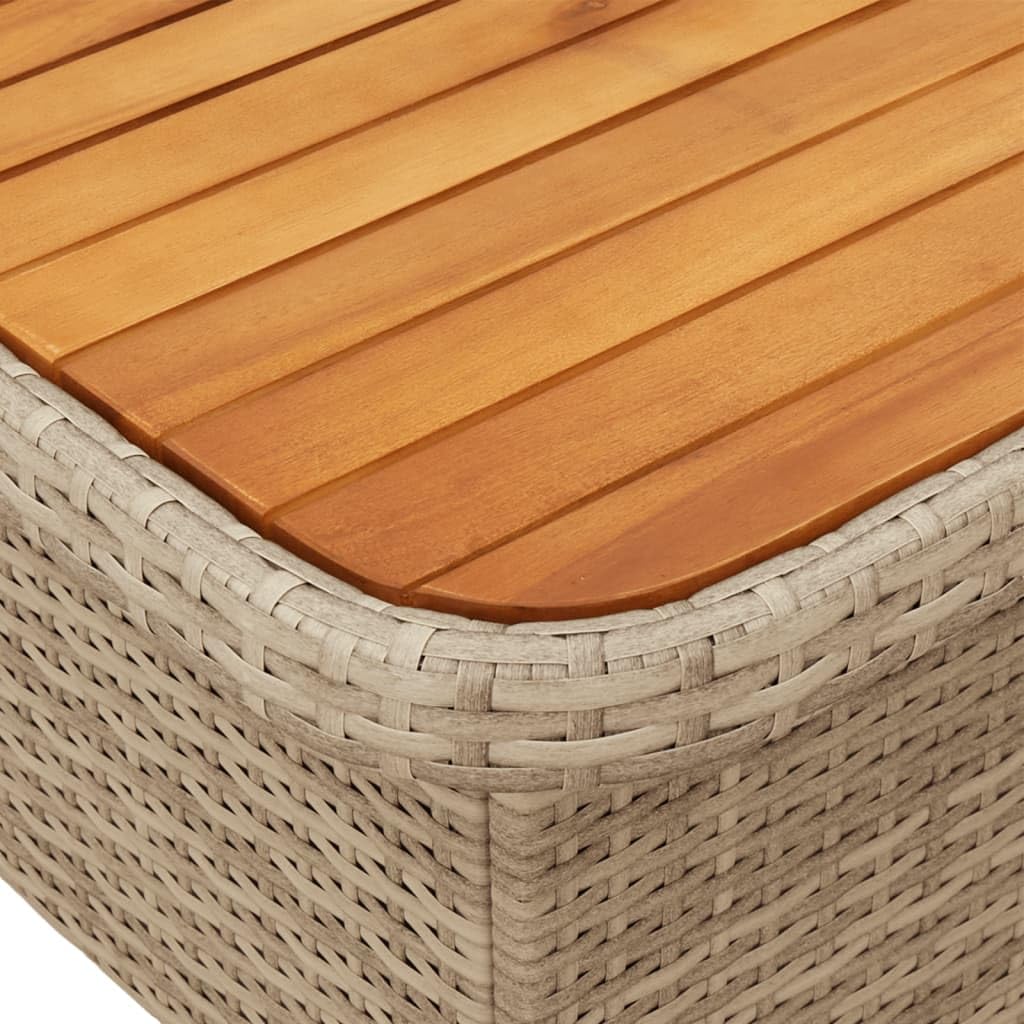 vidaXL Mesa de Jardín, Mesita de Centro, Mesa Auxiliar de Exterior, Mesa para Patio Terraza, Ratán Sintético Madera Maciza de Acacia Beige