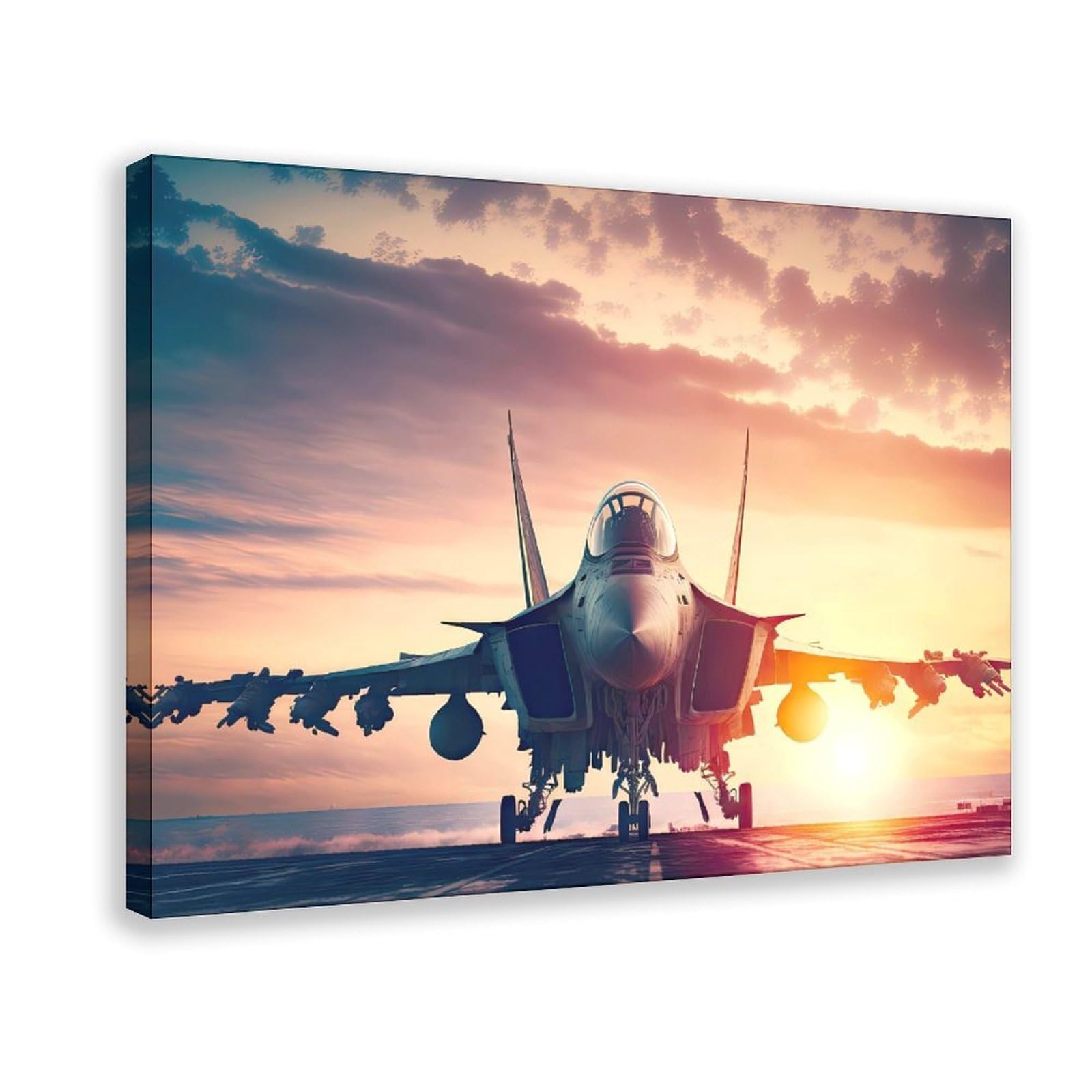 Qnvjqkdsi Frame Jet Fighter Art Canvas Poster Bedroom Decor Landscape Office Room Decor Gift 16" L X 24" W