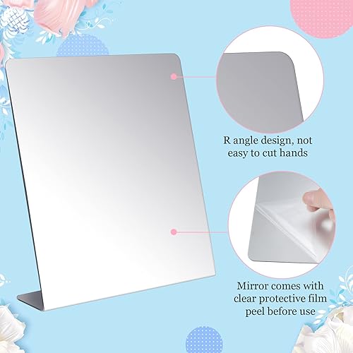 Miniatura 4 de Espejo de encimera independiente de una sola cara, espejo de escritorio acrílico para mesa, dormitorio, oficina, baño, dormitorio, hogar (8.5 x 9