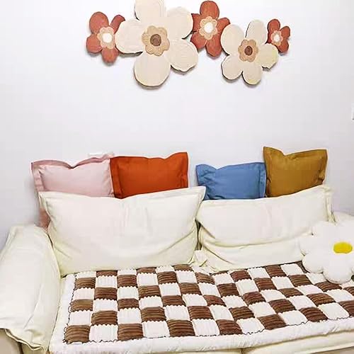 Miniatura 7 de Funda para sofá para mascotas, color crema, cuadrada, grande, a cuadros, para mascotas, funda protectora de algodón para perros y gatos (27.6 x