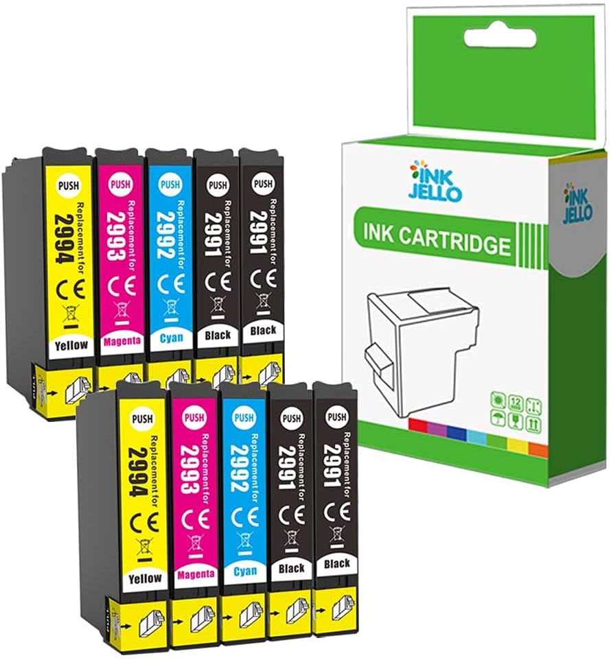 InkJello Compatible Ink Cartridge Replacement for Epson XP-235 XP-335 XP-432 XP-442 XP-342 XP-245 XP-435 XP-332 XP-247 XP-445 XP-345 T2996 (Black/Cyan/Magenta/Yellow, 10-Pack)
